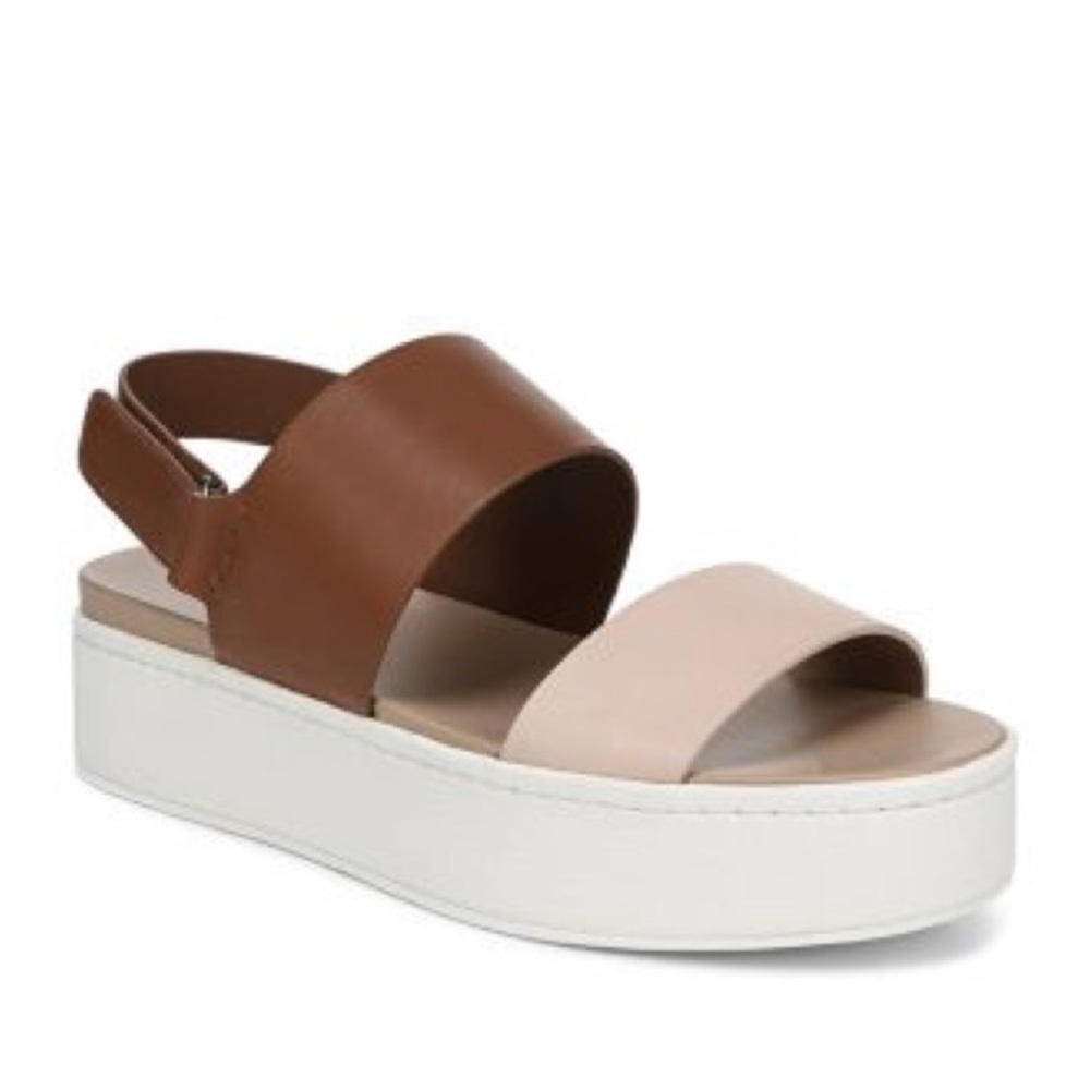 Vince Westport leather platform sandal flatform tan brown Velcro comfortable 7.5